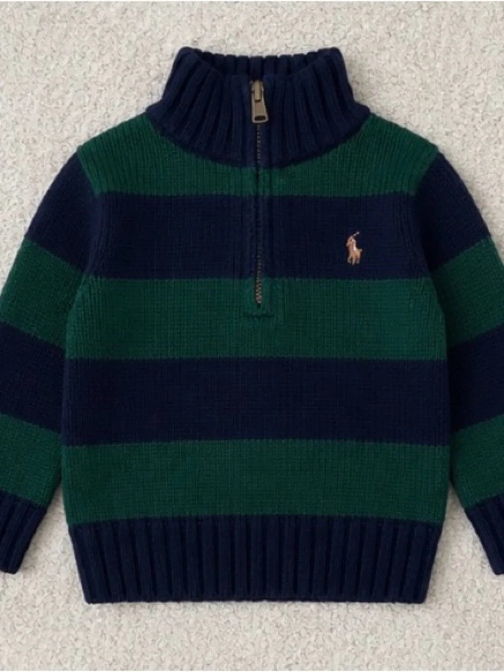 Ralph Lauren Price is negotiable Baby Boy Half-Zip Sweater – Green & Navy, 9M